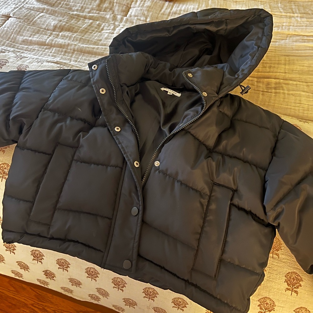 mini cropped hooded pacsun black puffer jacket